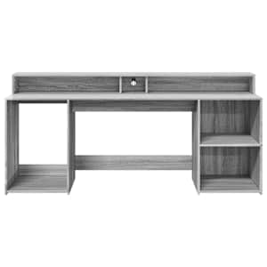 Psací stůl s LED šedý sonoma 200 x 55 x 91 cm kompozitní dřevo - obrázek 6