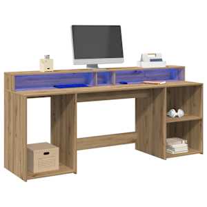 Psací stůl s LED dub artisan 200 x 55 x 91 cm kompozitní dřevo - obrázek 4