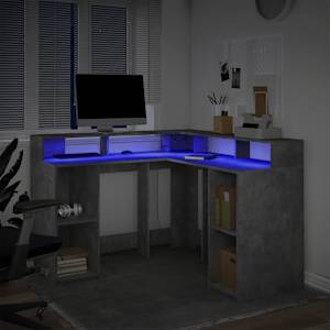 Psací stůl s LED betonově šedý 130x130x91 cm kompozitní dřevo - obrázek 5