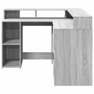 Psací stůl s LED šedý sonoma 130 x 130 x 91 cm kompozitní dřevo - obrázek 6
