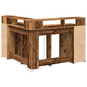 Psací stůl s LED světly old wood 130x130x91 cm kompozitní dřevo - obrázek 8