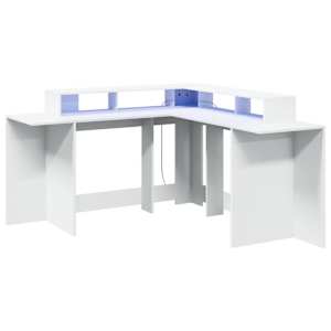 Psací stůl s LED světly bílý 152 x 152 x 91 cm kompozitní dřevo - obrázek 3