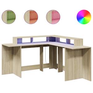 Psací stůl s LED dub sonoma 152 x 152 x 91 cm kompozitní dřevo - obrázek 2