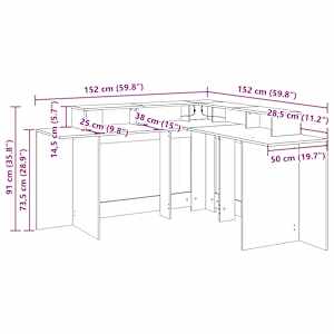 Psací stůl s LED dub sonoma 152 x 152 x 91 cm kompozitní dřevo - obrázek 13
