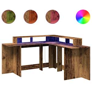 Psací stůl s LED světly old wood 152x152x91 cm kompozitní dřevo - obrázek 2
