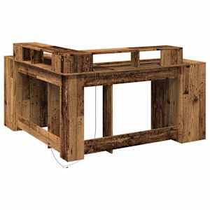 Psací stůl s LED světly old wood 152x152x91 cm kompozitní dřevo - obrázek 8