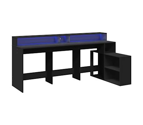 vidaXL Γραφείο με LED Μαύρο 200x104x91 εκ. από Επεξεργασμένο Ξύλο