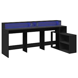 vidaXL Γραφείο με LED Μαύρο 200x104x91 εκ. από Επεξεργασμένο Ξύλο