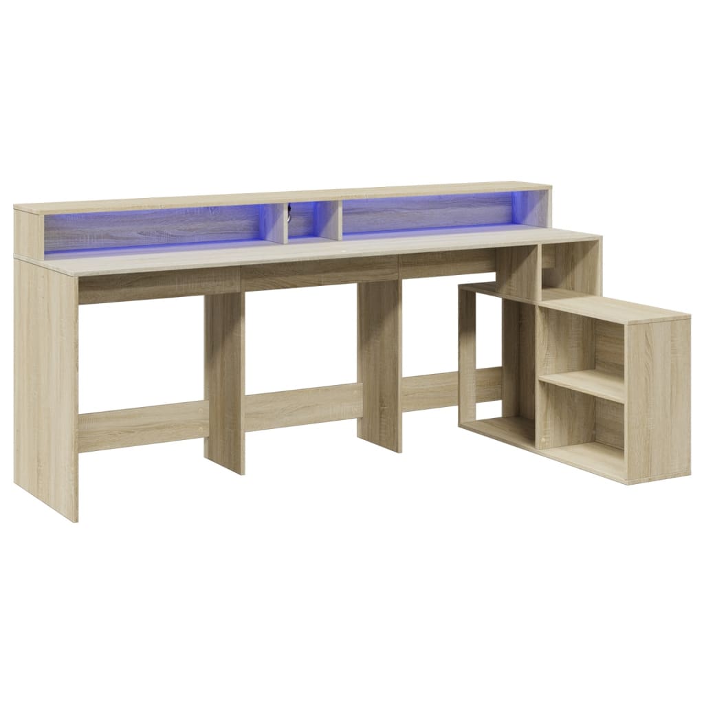 vidaXL Bureau met LED-verlichting 200x104x91 cm hout sonoma eikenkleur