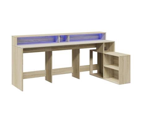 vidaXL LED-Schreibtisch Sonoma-Eiche 200x104x91 cm Holzwerkstoff