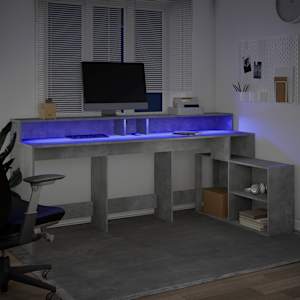 Psací stůl s LED betonově šedý 200x104x91 cm kompozitní dřevo - obrázek 5