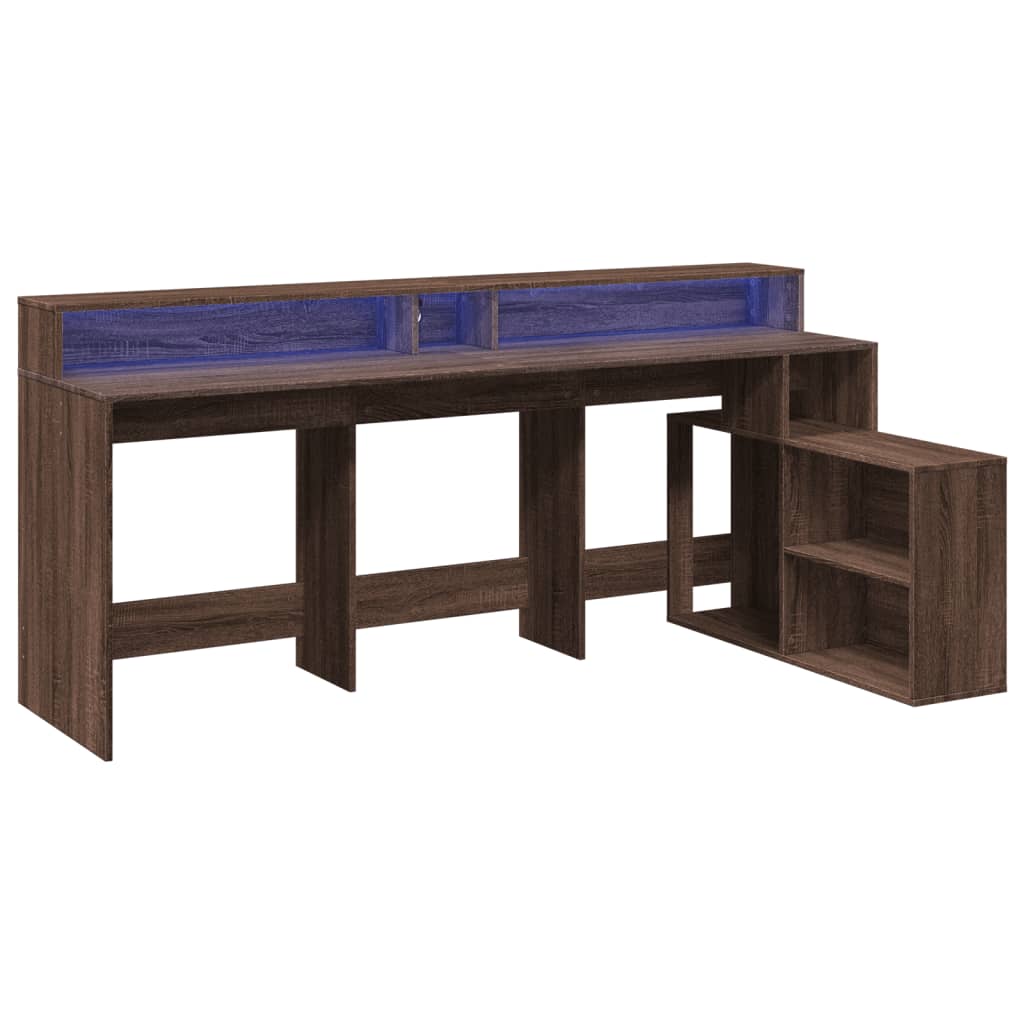 vidaXL Bureau met LED-verlichting 200x104x91 cm hout bruin eikenkleur