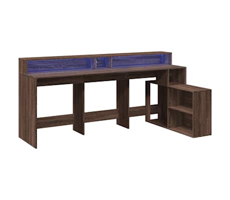vidaXL Bureau met LED-verlichting 200x104x91 cm hout bruin eikenkleur