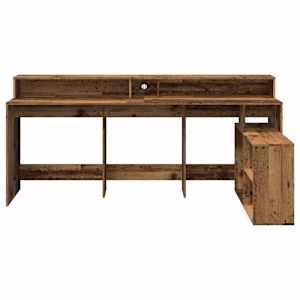 Psací stůl s LED světly old wood 200x104x91 cm kompozitní dřevo - obrázek 6