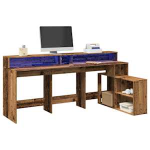 Psací stůl s LED světly old wood 200x104x91 cm kompozitní dřevo - obrázek 1