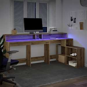 vidaXL Desk Artisian Oak Engineered Wood Large Desk Rectangular