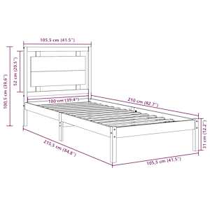 Prodloužený rám postele bez matrace 100 x 210 cm masivní dřevo - obrázek 9