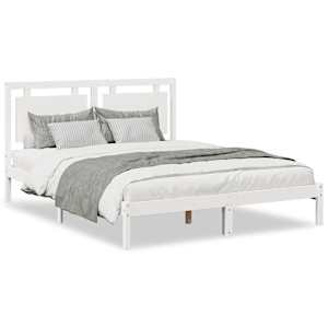 Prodloužený rám postele bez matrace bílý 160 x 210 cm masiv - obrázek 2
