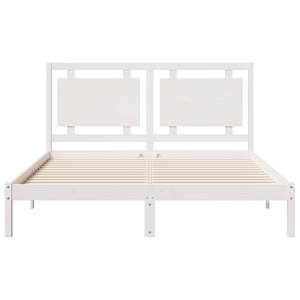 Prodloužený rám postele bez matrace bílý 160 x 210 cm masiv - obrázek 4