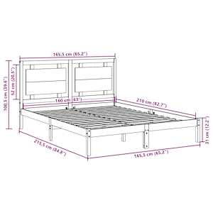 Prodloužený rám postele bez matrace bílý 160 x 210 cm masiv - obrázek 9
