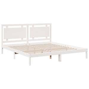 Prodloužený rám postele bez matrace bílý 200 x 210 cm masiv - obrázek 3