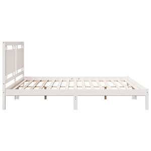 Prodloužený rám postele bez matrace bílý 200 x 210 cm masiv - obrázek 5