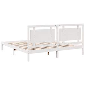 Prodloužený rám postele bez matrace bílý 200 x 210 cm masiv - obrázek 6