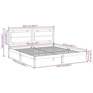 Prodloužený rám postele bez matrace bílý 200 x 210 cm masiv - obrázek 9