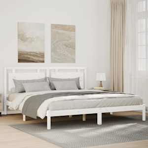 Prodloužený rám postele bez matrace bílý 200 x 210 cm masiv - obrázek 1