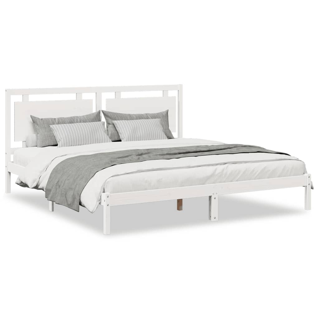 E-shop vidaXL Extra dlhá posteľ bez matraca biela 200x220 cm masívne drevo
