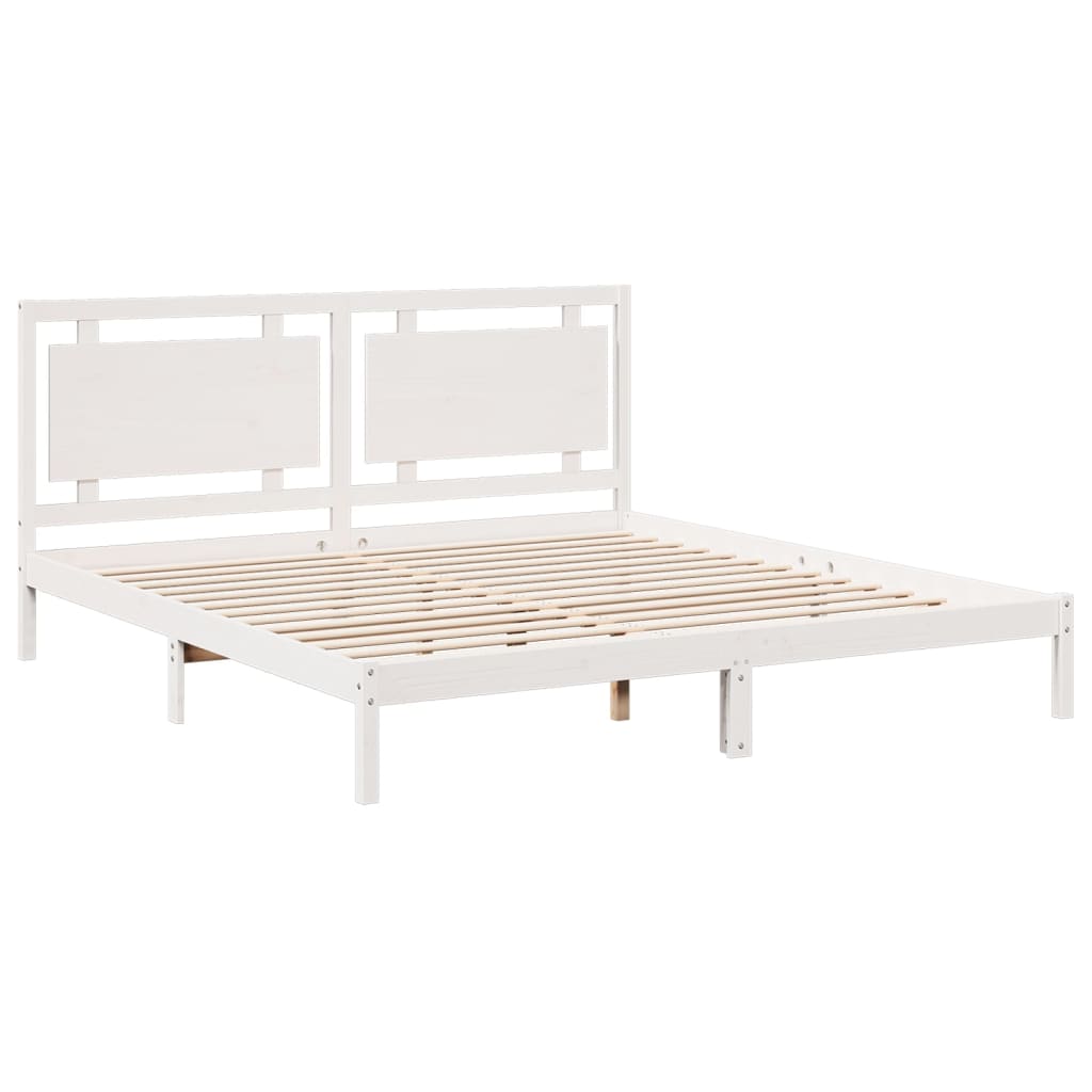 vidaXL Bedframe extra lang zonder matras massief hout wit 200x220 cm afbeelding