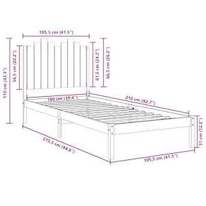 Prodloužený rám postele bez matrace 100 x 210 cm masivní dřevo - obrázek 9