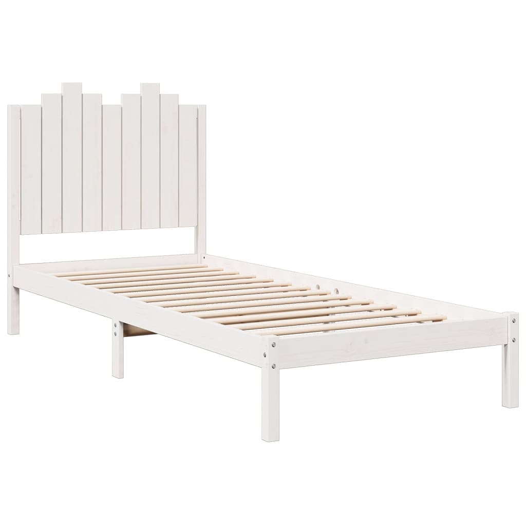 vidaXL Bedframe extra lang zonder matras massief hout wit 100x210 cm afbeelding