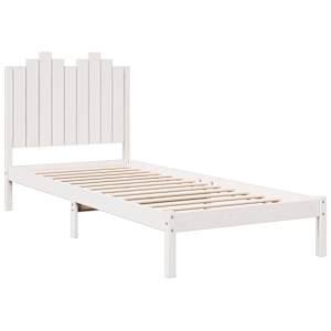 vidaXL Bedframe extra lang zonder matras massief hout wit 100x210 cm