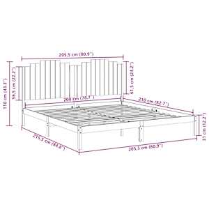 Prodloužený rám postele bez matrace 200 x 210 cm masivní dřevo - obrázek 9