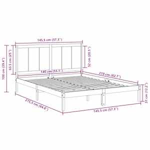 Prodloužený rám postele bez matrace 140 x 210 cm masivní dřevo - obrázek 9