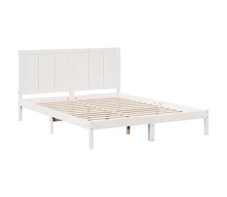 vidaXL Bedframe extra lang zonder matras massief hout wit 160x210 cm