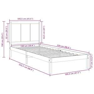Prodloužený rám postele bez matrace 100 x 220 cm masivní dřevo - obrázek 9