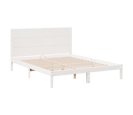vidaXL Cadru pat foarte lung fără saltea, alb, 160x210 cm lemn masiv