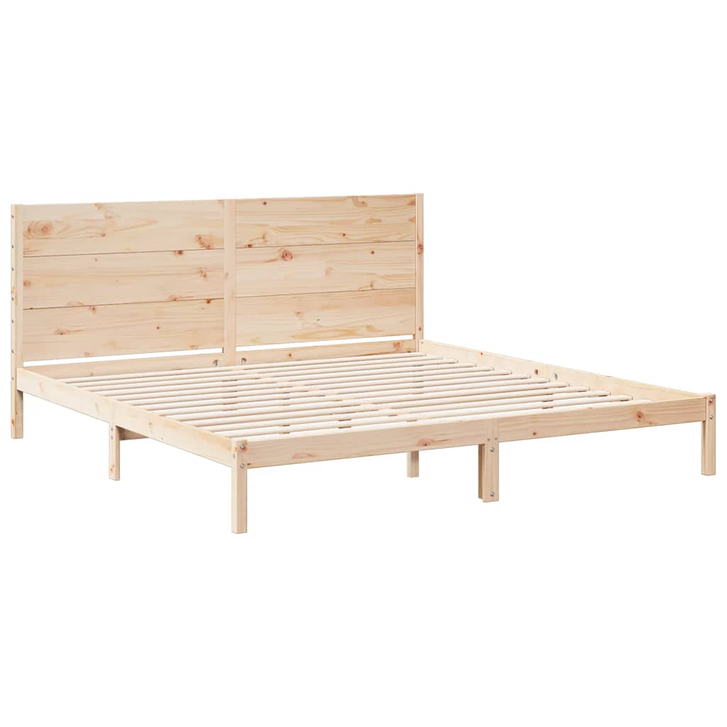 vidaXL Bedframe extra lang zonder matras massief hout 200x210 cm bruin, foto 2