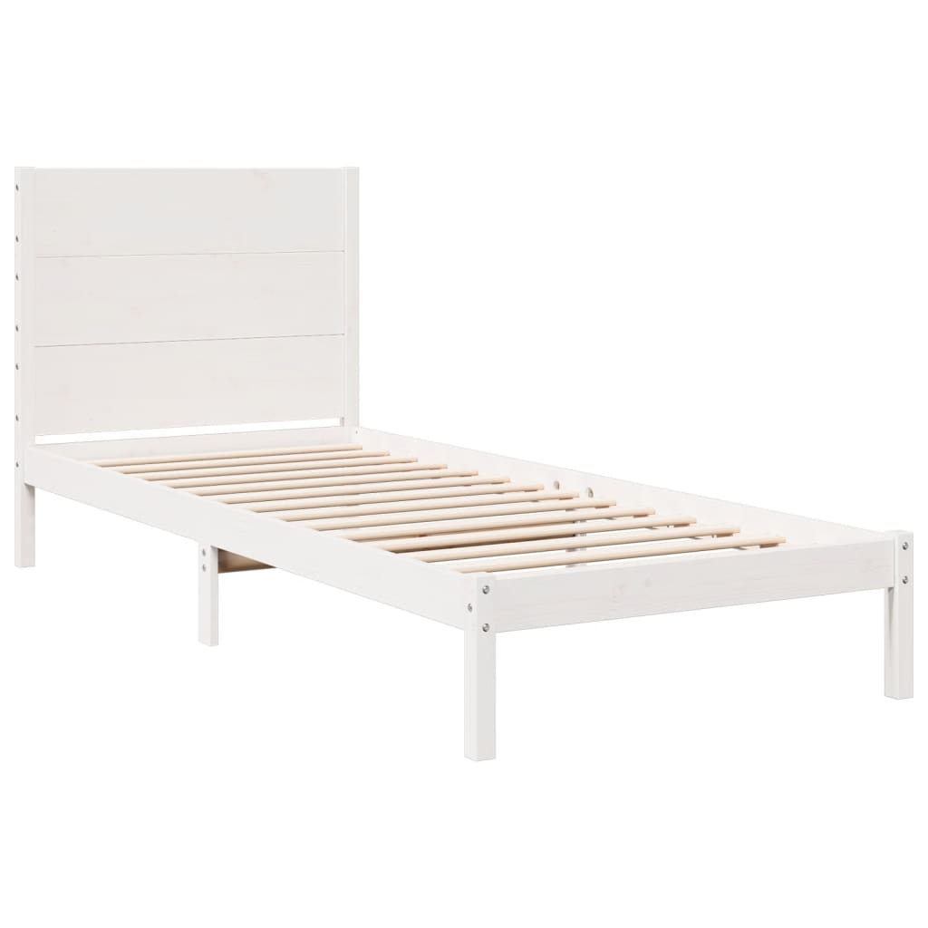 vidaXL Bedframe extra lang zonder matras massief hout wit 100x220 cm afbeelding