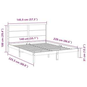 Prodloužený rám postele bez matrace bílý 140 x 220 cm masiv - obrázek 9