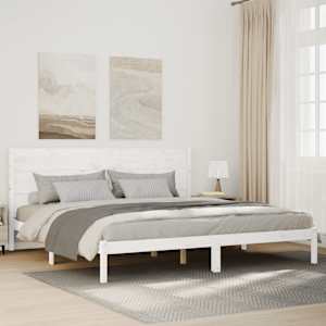 Prodloužený rám postele bez matrace bílý 140 x 220 cm masiv - obrázek 1