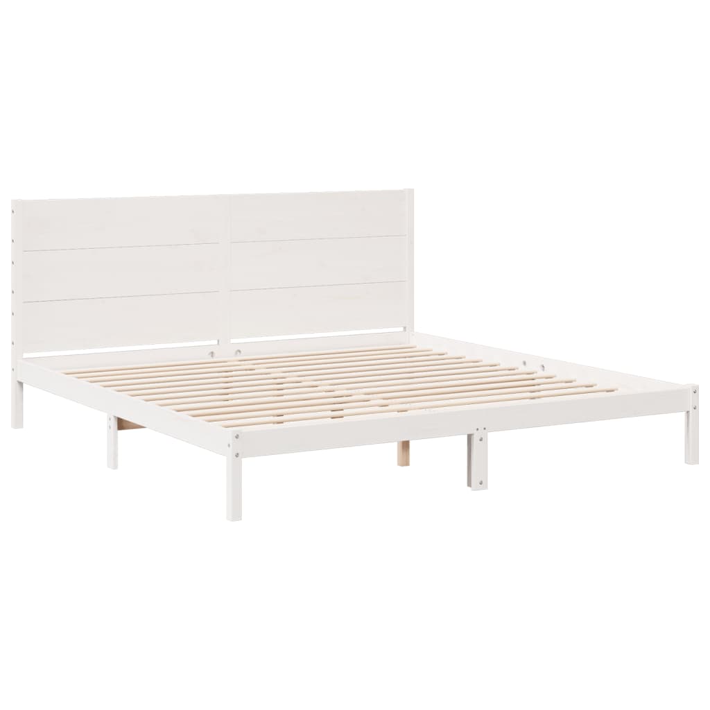 vidaXL Bedframe extra lang zonder matras massief hout wit 200x220 cm afbeelding