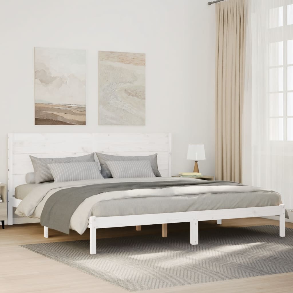 vidaXL Cadru pat foarte lung fără saltea, alb, 200x220 cm lemn masiv