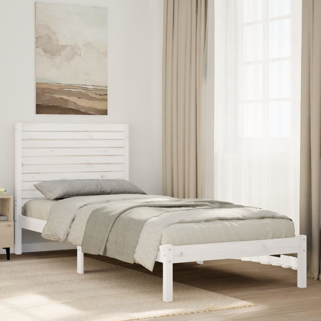 voodiraam ilma madratsita, valge, 90 x 210 cm, männipuit