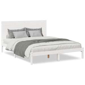 Prodloužený rám postele bez matrace bílý 140 x 210 cm masiv - obrázek 2