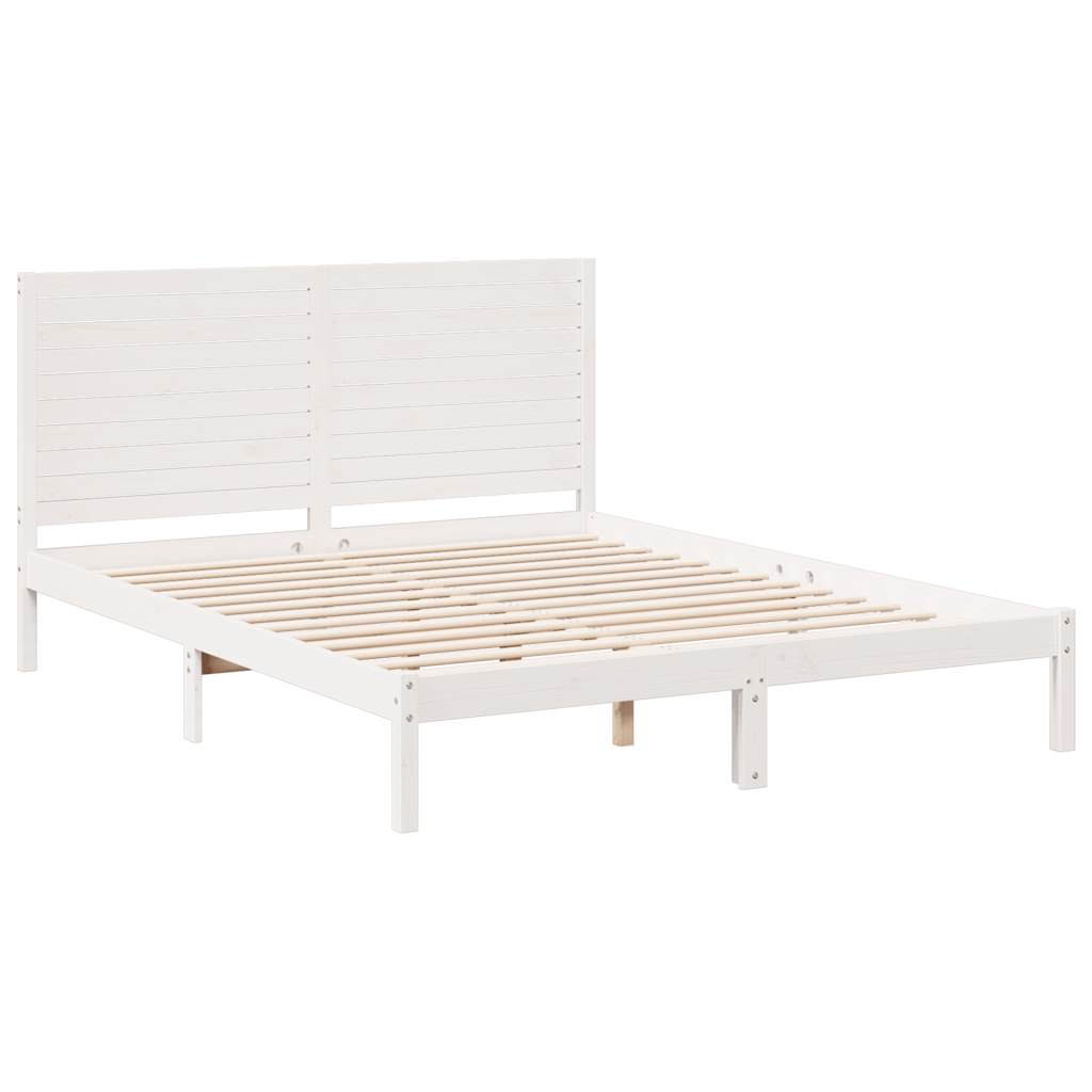 vidaXL Bedframe extra lang zonder matras massief hout wit 140x210 cm, foto 2