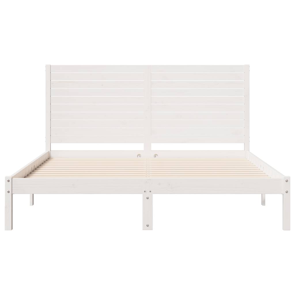 vidaXL Bedframe extra lang zonder matras massief hout wit 140x210 cm, foto 4