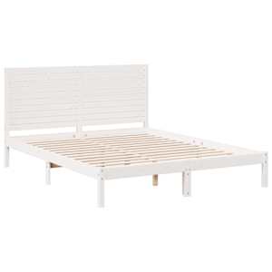 Prodloužený rám postele bez matrace bílý 140 x 210 cm masiv - obrázek 3